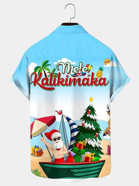 Men's Christmas Funny Graphic Short Sleeve Hawaiian Shirt